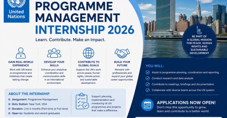United Nations Programme Management Internship 2026 — New York Applications Now Open