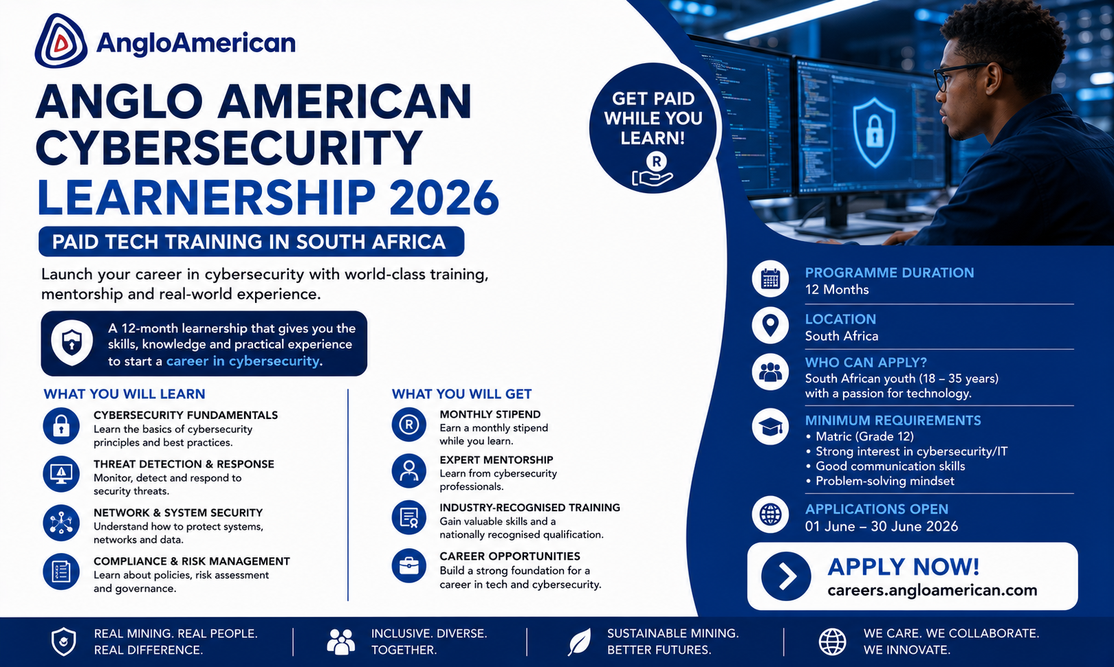 Anglo American Cybersecurity Learnership 2026 — Paid Tech Training in South Africa