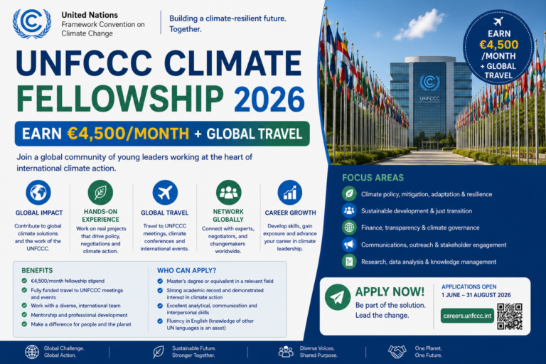 UNFCCC Climate Fellowship 2026 — Earn €4,500/Month + Global Travel