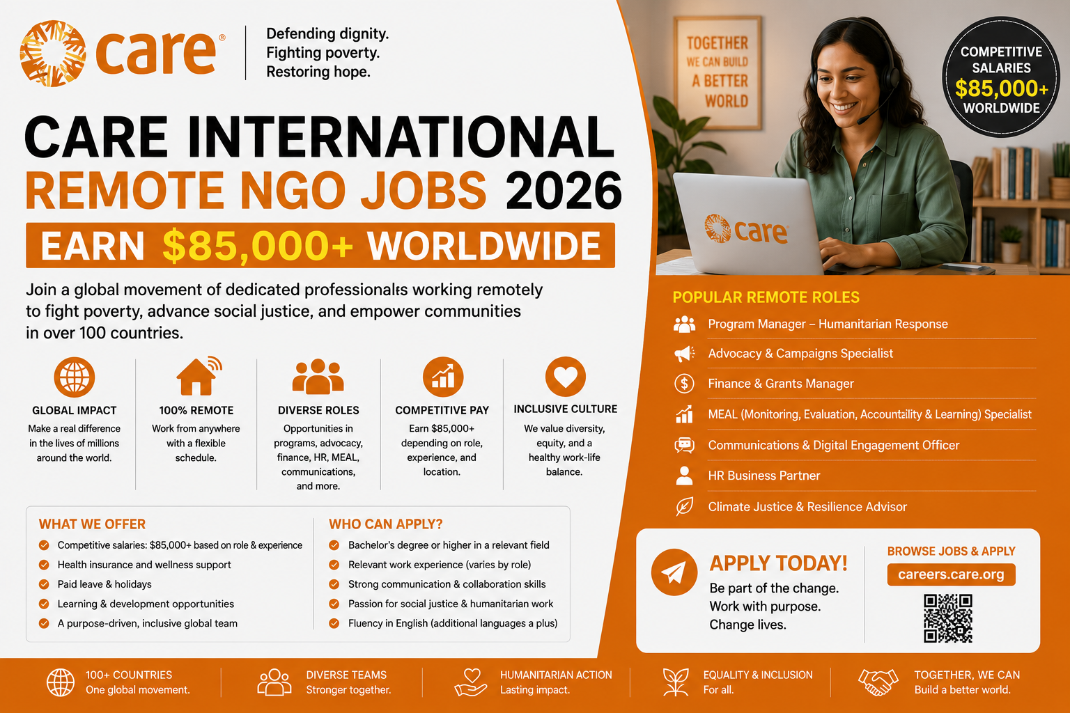 CARE International Remote NGO Jobs 2026 — Earn $85,000+ Worldwide