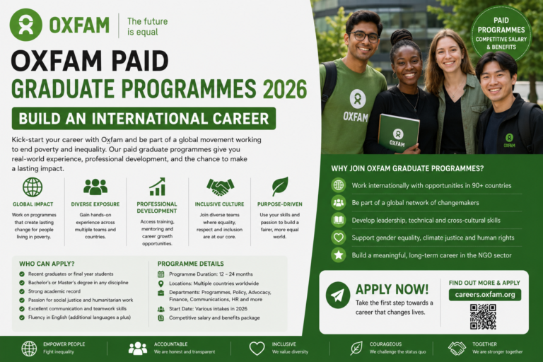 Oxfam Paid Graduate Programmes 2026 — Build an International Career