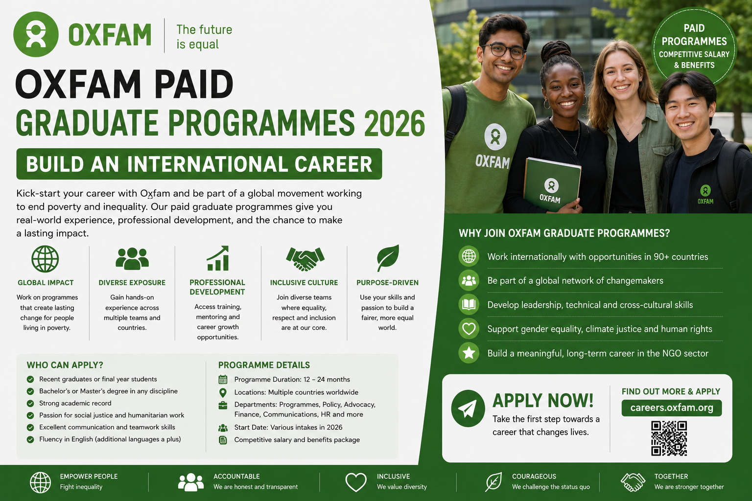 Oxfam Paid Graduate Programmes 2026 — Build an International Career