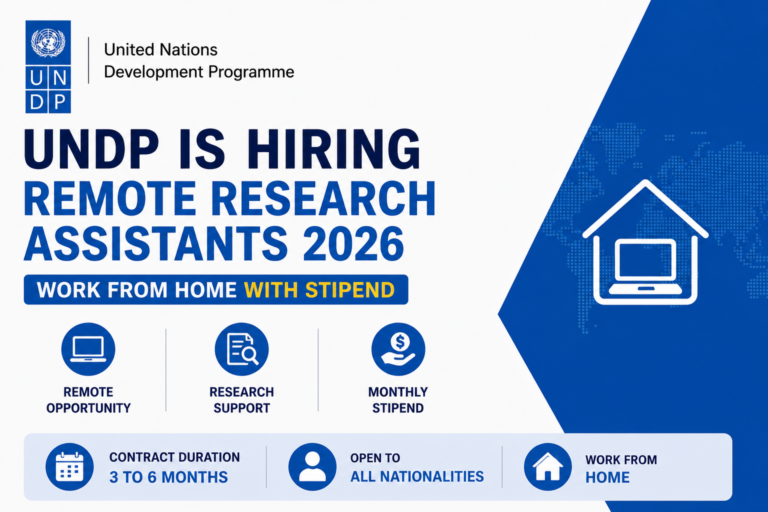UNDP Is Hiring Remote Research Assistants 2026 — Work From Home With Stipend