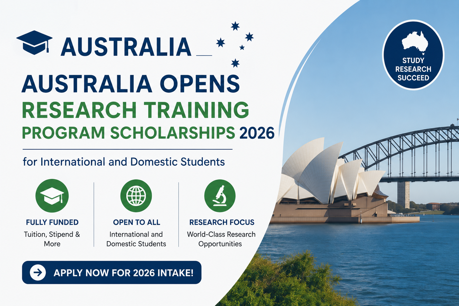 Australia Opens Research Training Program Scholarships 2026 for International and Domestic Students