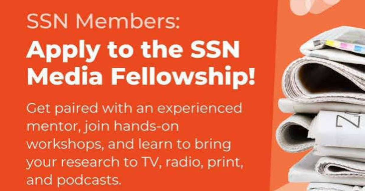 SSN Media Fellowship 2026-27: Media Training and Mentorship for Scholars