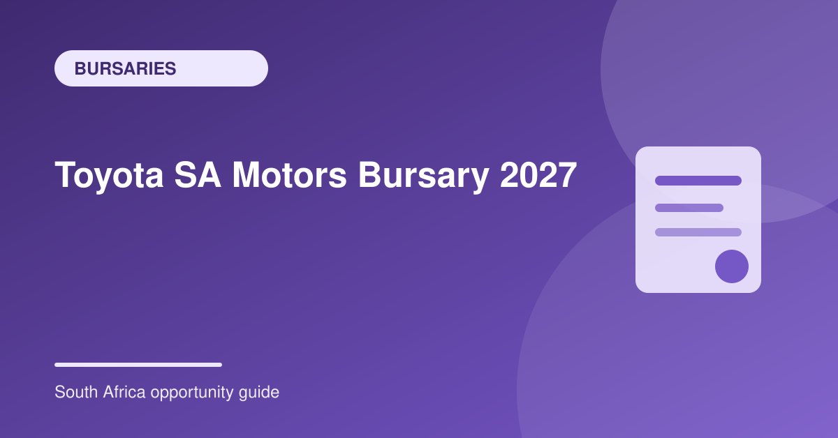 Toyota SA Motors Bursary 2027: Engineering, Commerce and Science Funding