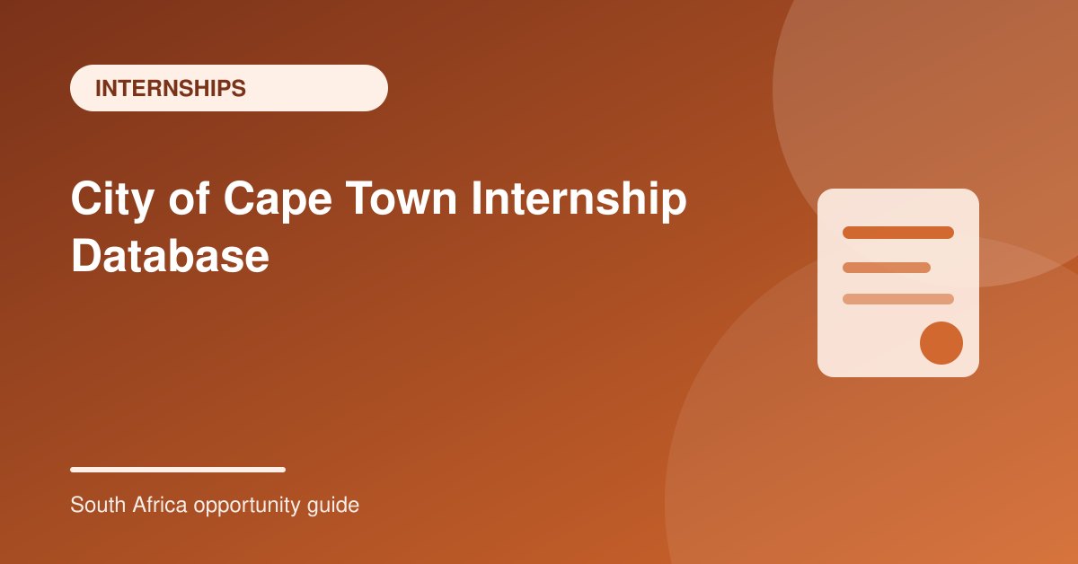 City of Cape Town Graduate and Student Internship Database: Registration Guide