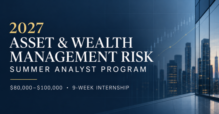 J.P. Morgan Risk Summer Analyst Program 2027 paid internship in the United States