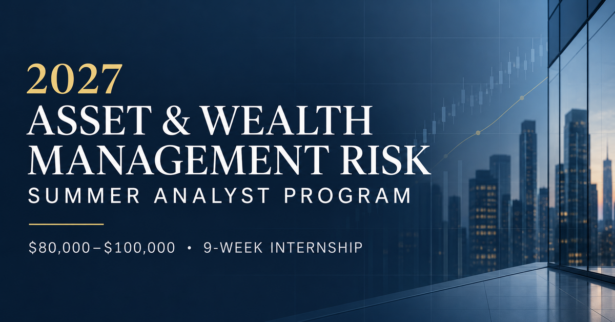 J.P. Morgan Risk Summer Analyst Program 2027 paid internship in the United States